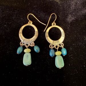 Elegant Gold and Blue Dangle Earrings